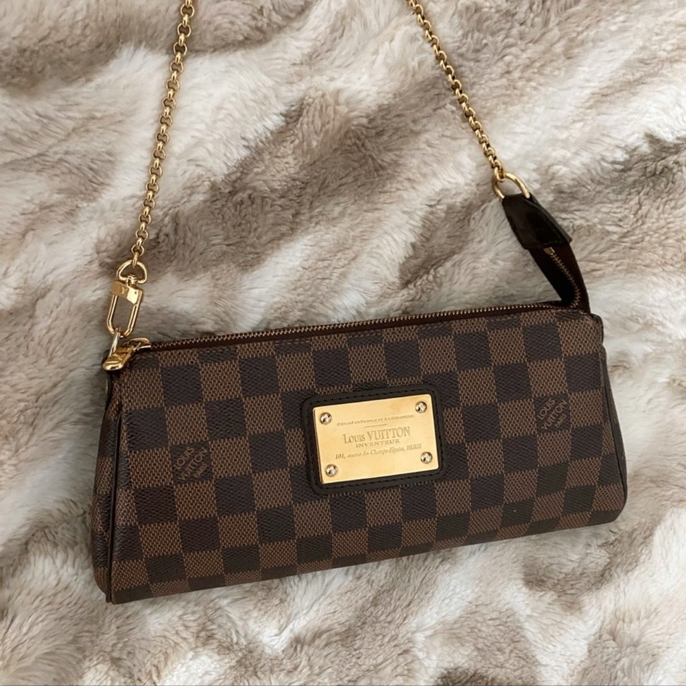 Louis Vuitton Eva Handbag Damier Crossbody Brown Leather